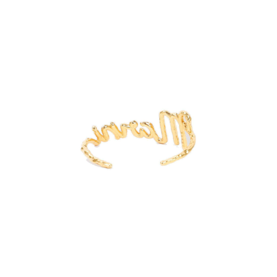 Shop Marni Logo Lettering Cuff Bracelet In Neutrals/gold