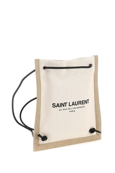 Shop Saint Laurent Flat Crossbody Bag In Bianco