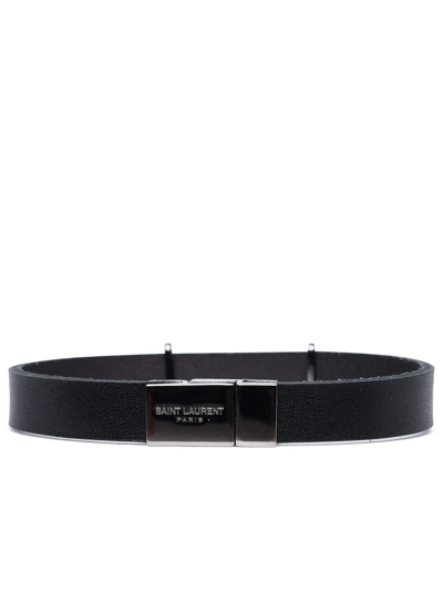 Shop Saint Laurent Opyum Logo Plaque Bracelet In Nero