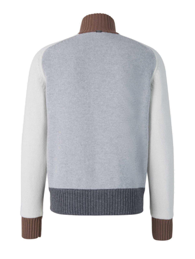 Shop Herno Colour-block Button-up Sweater In Grey