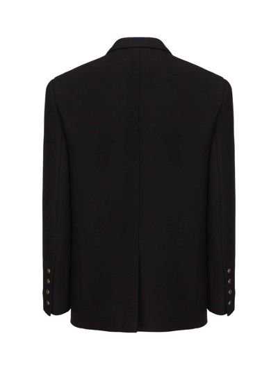 Shop Saint Laurent Double-breasted Long-sleeved Jacket