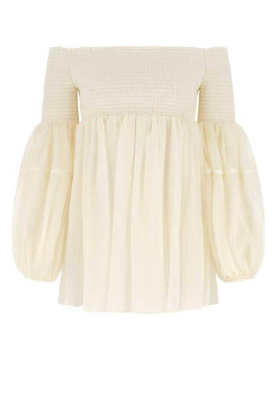 Shop Chloé Off-shoulder Knit Top In Bianco