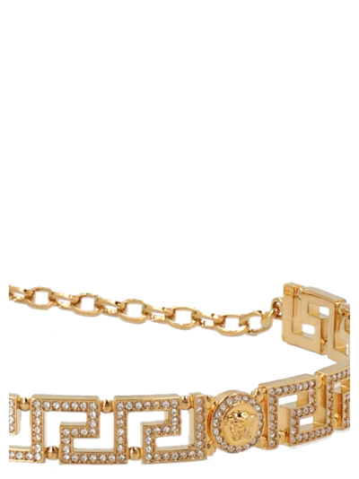 Shop Versace Greca Necklace In Gold/silver