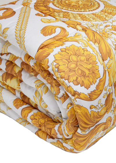 Shop Versace Barocco Print Padded Blanket In White/white