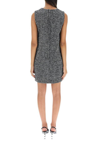 Shop Dolce & Gabbana Sleeveless A-line Mini Dress In Grey/ Black/ White