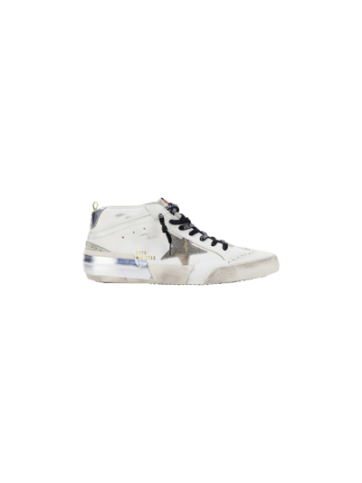 Shop Golden Goose Mid Star Sneakers In White/camouflage Green/silver