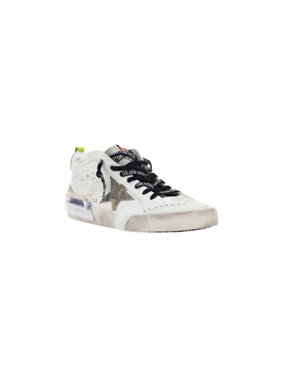 Shop Golden Goose Mid Star Sneakers In White/camouflage Green/silver