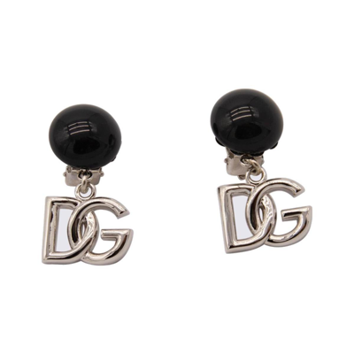 Shop Dolce & Gabbana Dg Logo Embellished Clip-on Earrings In Nero