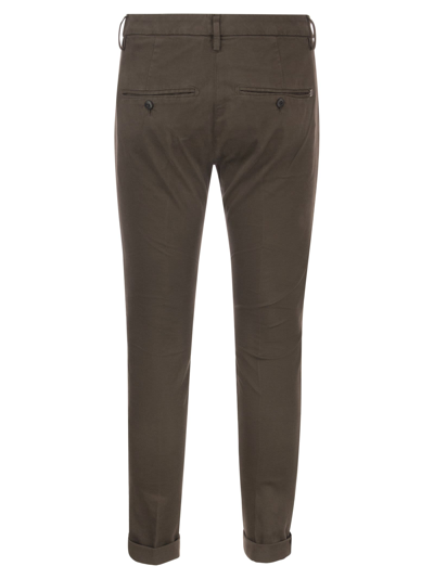 Shop Dondup Gaubert - Slim-fit Gabardine Trousers In Marrone Scuro