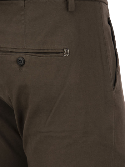 Shop Dondup Gaubert - Slim-fit Gabardine Trousers In Marrone Scuro