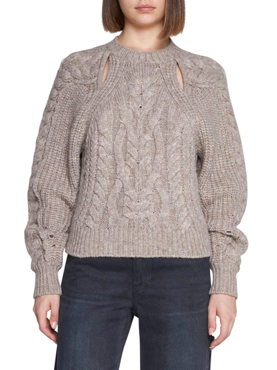 Shop Isabel Marant Paloma Cut-out Crewneck Sweater In Neutro