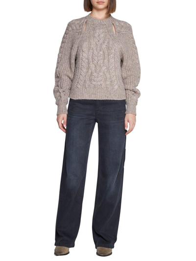 Shop Isabel Marant Paloma Cut-out Crewneck Sweater In Neutro