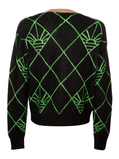 Paccbet Abstract-pattern Knit Cardigan In Green