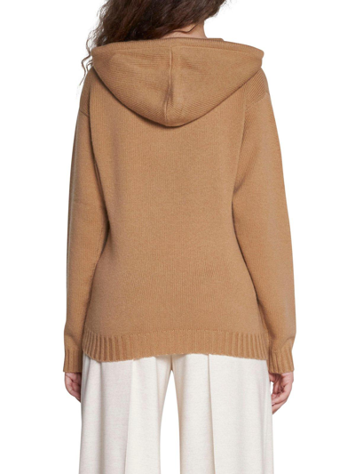 Shop Max Mara Ribbed Knitted Hoodie In Cammello