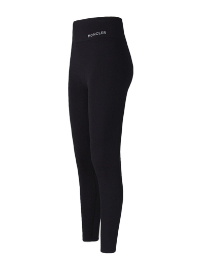 Shop Moncler High-waist Stretched Leggings In Nero