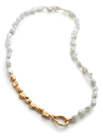 Shop Monica Vinader Keshi Pearl-detail Necklace In Gold