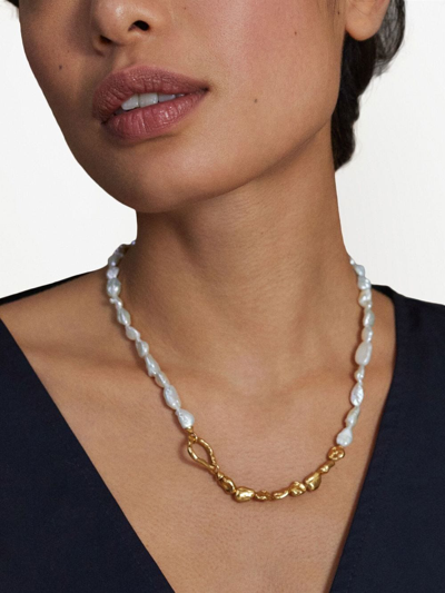 Shop Monica Vinader Keshi Pearl-detail Necklace In Gold