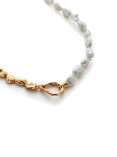 Shop Monica Vinader Keshi Pearl-detail Necklace In Gold