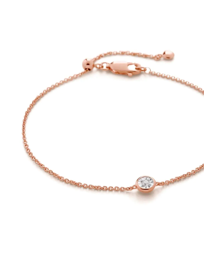Shop Monica Vinader Diamond Essential Bracelet In Pink