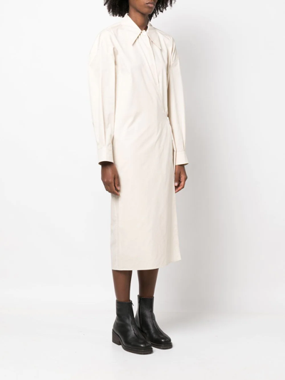 Shop Lemaire Twisted Cotton Shirt Dress In White