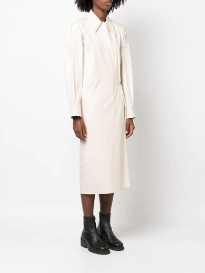 Lemaire Twisted Cotton Poplin Midi Shirt Dress In White