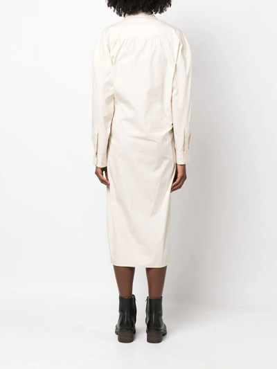 Lemaire Twisted Cotton Poplin Midi Shirt Dress In White