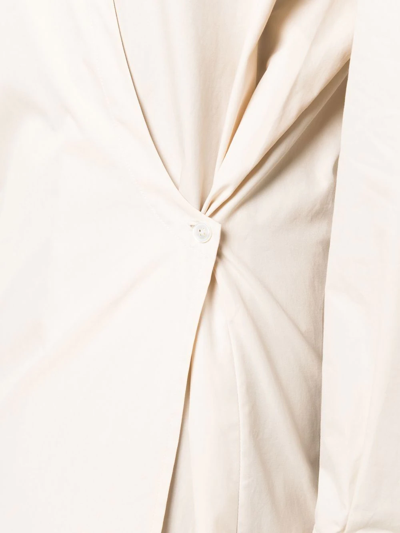 Lemaire Twisted Cotton Poplin Midi Shirt Dress In White