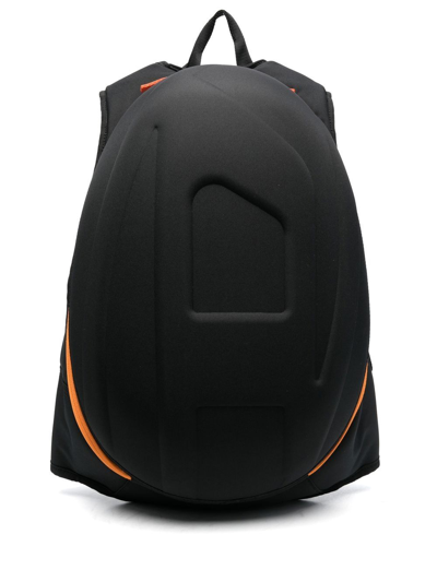 Shop Diesel Embossed-logo Zipped Backpack In Black