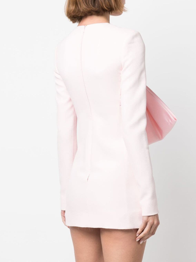 Giambattista Valli Crepe Long Sleeve Satin Bow Mini Dress In Pink