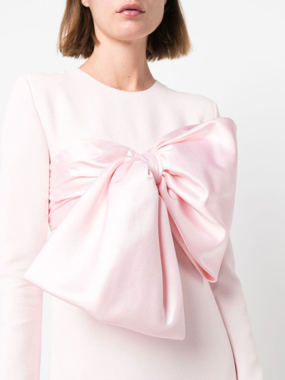 Giambattista Valli Crepe Long Sleeve Satin Bow Mini Dress In Pink