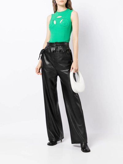 Natasha Zinko Cut Out Ribbed Knit Viscose Tank Top In Green