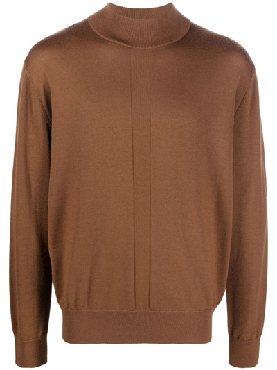 Etudes Studio Fine-knit Mock Neck Jumper In Brown