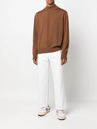 Etudes Studio Fine-knit Mock Neck Jumper In Brown