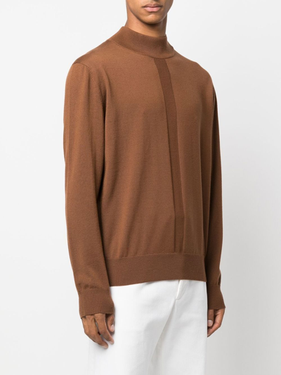Etudes Studio Fine-knit Mock Neck Jumper In Brown