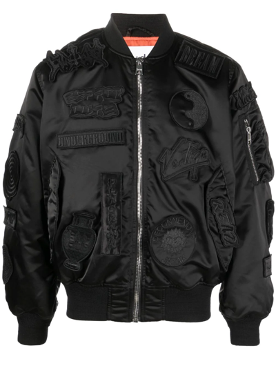 Shop Etudes Studio Ruched Tonal-patch Bomber Jacket In Black