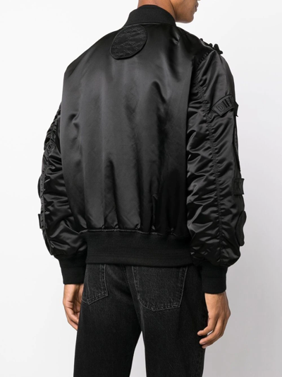 Shop Etudes Studio Ruched Tonal-patch Bomber Jacket In Black