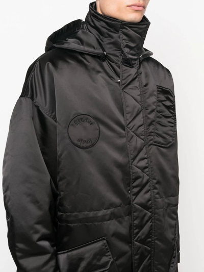 Shop Etudes Studio Concealed Hooded Coat In Black