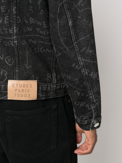 Shop Etudes Studio Scribble-print Denim Jacket In Black