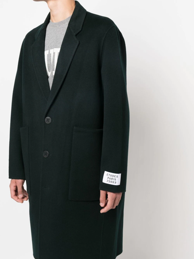 Shop Etudes Studio Single-breasted Wool Coat In Green