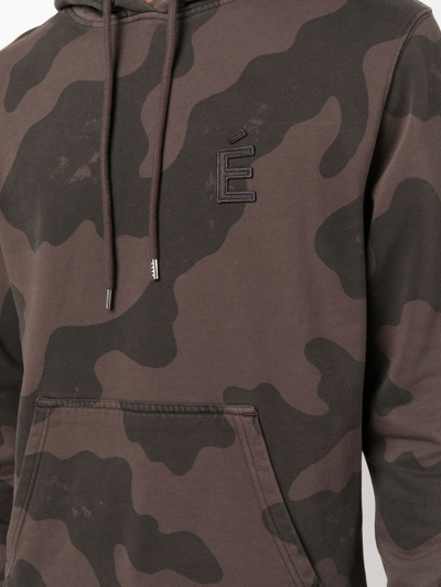 Shop Etudes Studio Klein Camo Logo-patch Hoodie In Brown