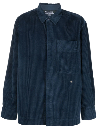Shop Etudes Studio Long-sleeved Corduroy Shirt In Blue