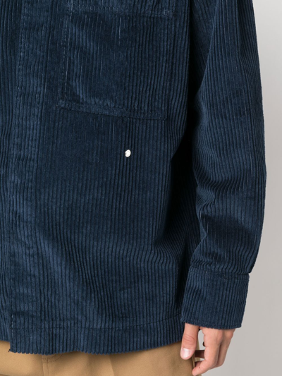 Shop Etudes Studio Long-sleeved Corduroy Shirt In Blue