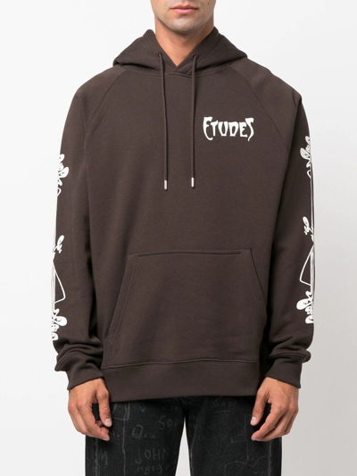 Shop Etudes Studio Racing Paris Logo-print Hoodie In Brown