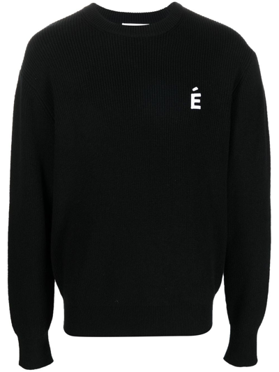 Etudes Studio Boris Monogram-intarsia Jumper In Black