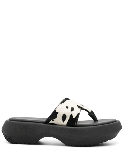 Shop Acne Studios 60mm Cow-print Chunky Sandals In Black