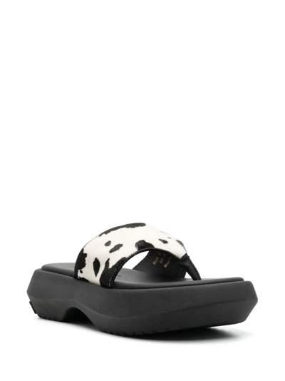 Shop Acne Studios 60mm Cow-print Chunky Sandals In Black