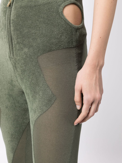 Shop Dion Lee Intarsia-knit Slim-cut Trousers In Green