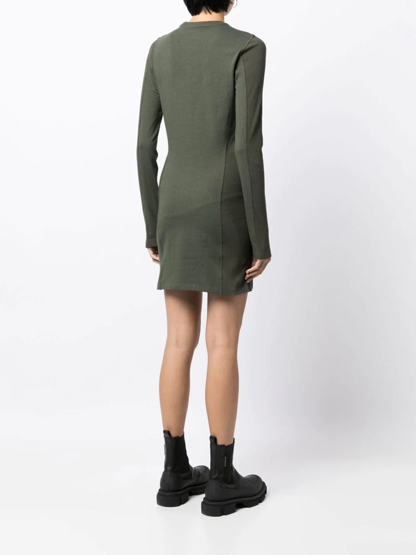 Dion Lee fine-ribbed shift mini dress - Green