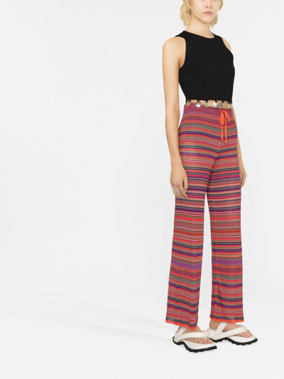 MARQUES' ALMEIDA RIBBED-KNIT STRIPED TROUSERS 