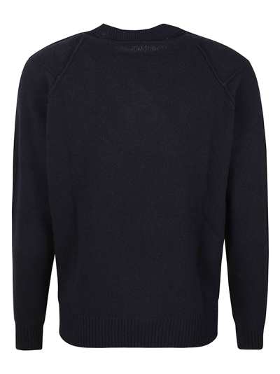 Shop C.p. Company Rib Knit Plain Sweater In Blue